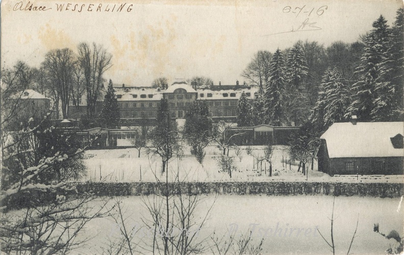 Wesserling-chateau-sous-la-neige-vue-de-la-ferme-1916