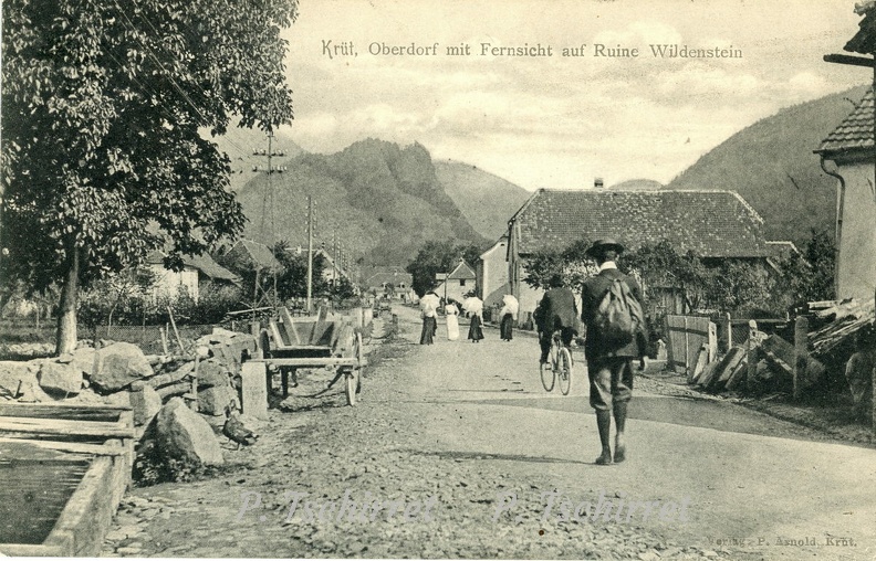 Kruth-Maison-Jelsch-vue-sur-la-Ruine-Wildenstein-1907-r